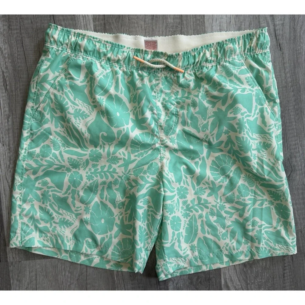 Cat & Jack Boys Green Swim Trunks Lined, XL 14) Husky Drawstring Pockets Summer